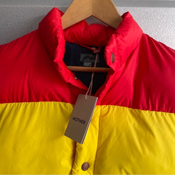 Mother NWT The Pillow Talk Tri Color Puffer Vest in Building Block - Picture 5 of 8